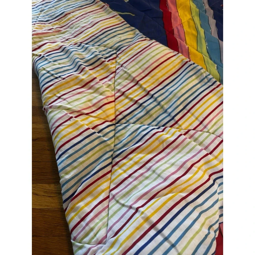 Vintage Save The Children 'wonderful‎ World' Flowers stripes Comforter Blanket
